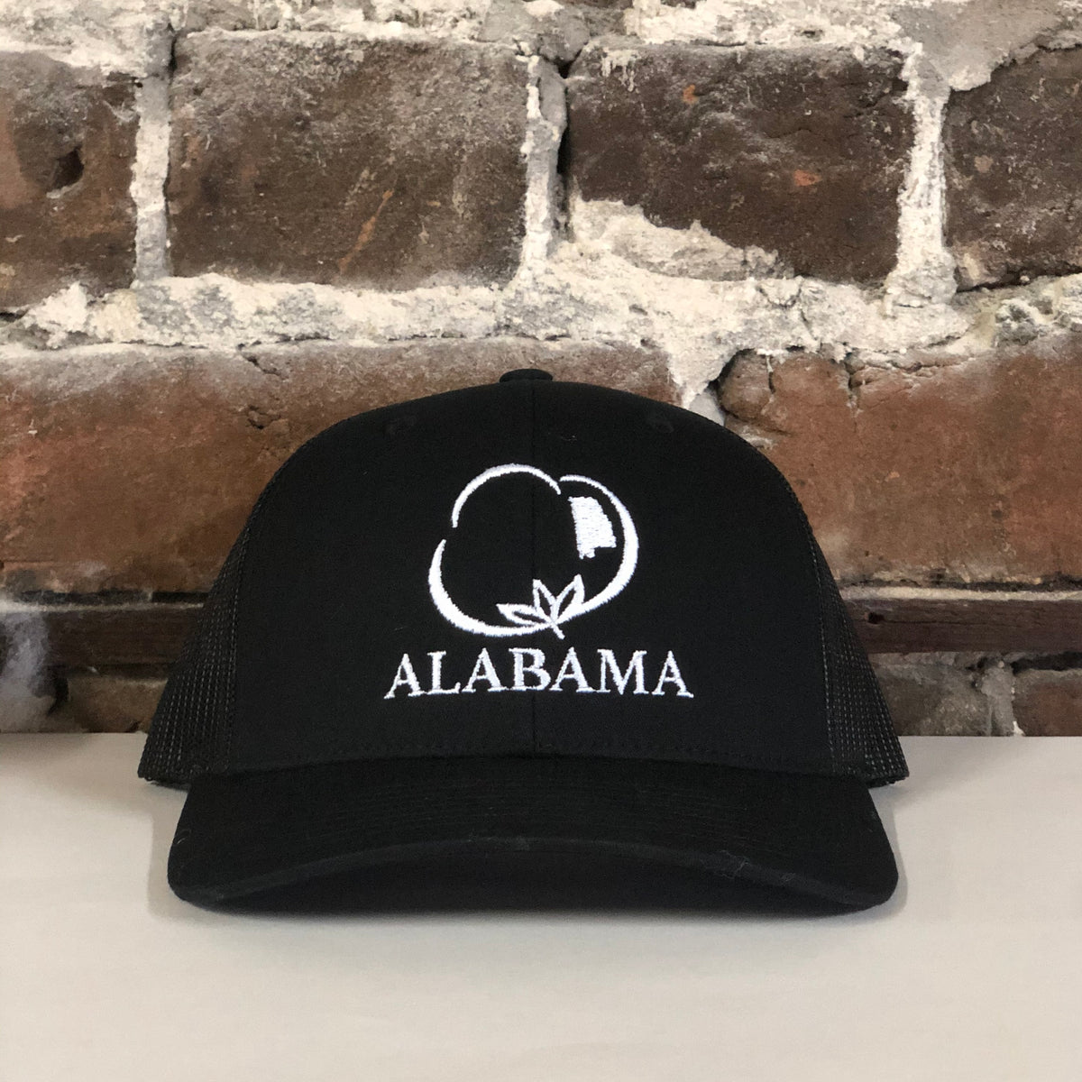 Alabama License Plate Trucker Hat Black/Black