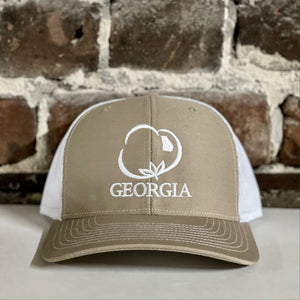 Georgia Original Cotton Trucker Hat Khaki with White