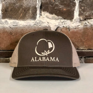 Alabama Hunting Cotton Trucker Hat Brown with Tan