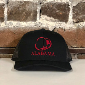 Alabama Crimson Cotton Trucker Hat Black Out