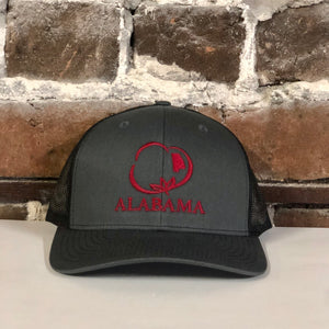 Alabama Crimson Cotton Trucker Hat Gray with Black