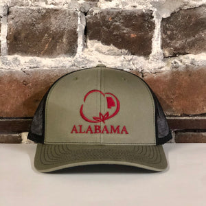 Alabama Crimson Cotton Trucker Hat Green with Black