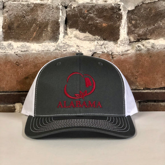 Alabama Crimson Cotton Trucker Hat Gray with White