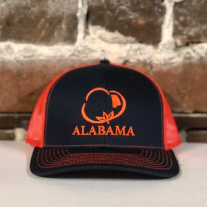 Alabama Tiger Cotton Trucker Hat Navy with Orange