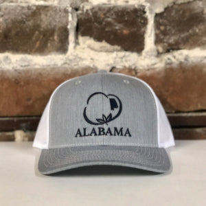 Alabama Blue Cotton Trucker Hat Heather Gray with White