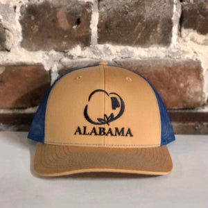 Alabama Blue Cotton Trucker Hat Biscuit/Blue