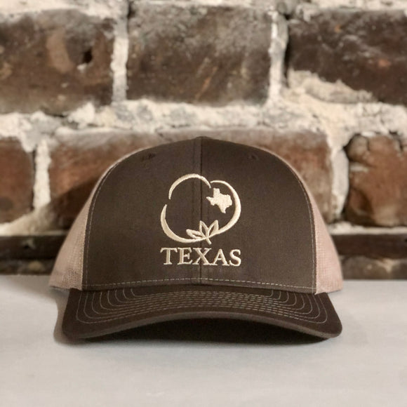 Texas Hunting Cotton Trucker Hat Brown With Khaki