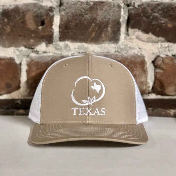 Texas Original Cotton Trucker Hat Khaki with White